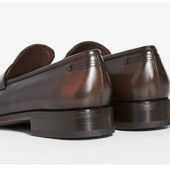 New Salvatore Ferragamo Tito Penny Men Leather Moccasin Loafers Brown US 13 M - Picture 4 of 5